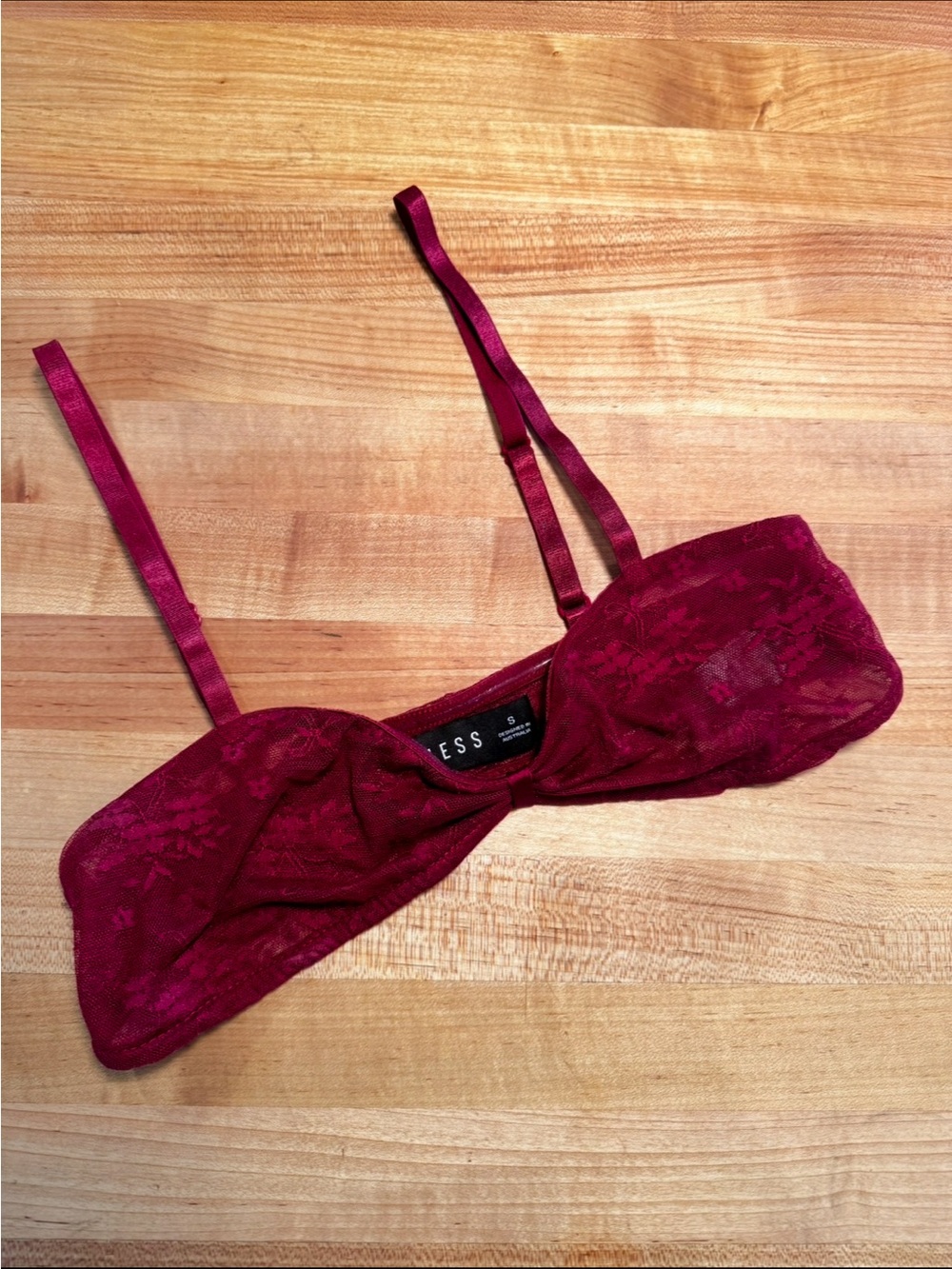 Lioness Lace Cinch Front Bralette Burgundy - XS